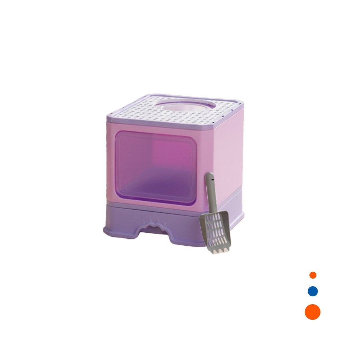 ARENERA CERRADA TIPO CUBO PARA GATO MARCA GARRITA EN COLOR LILA HOGAR YREGALO STICKER - 1