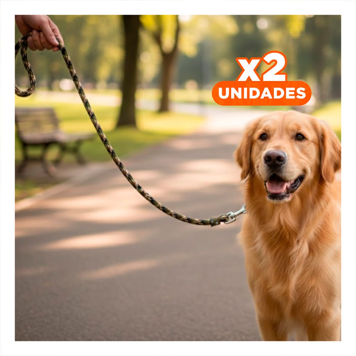 PACK2 CUERDA DE PASEO Y ENTRENAMIENTO SEGURO 2,10M GROSOR 1,5CM MARRON MILITAR YPAPEL REGALO - 1