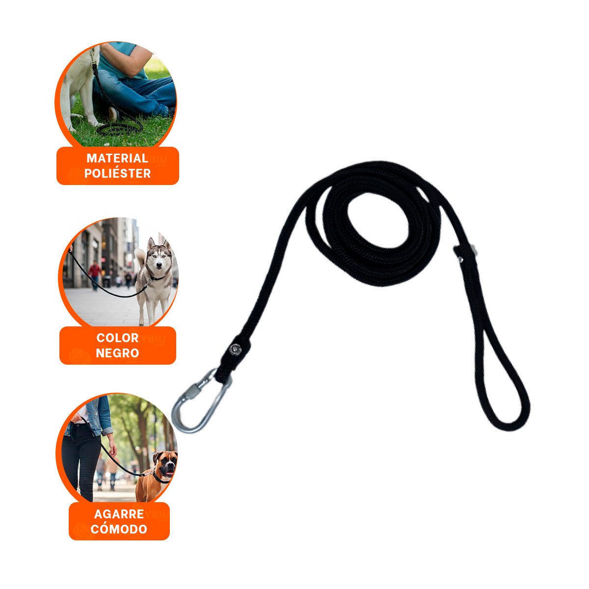SOGA DE ENTRENAMIENTO PARA PASEOS Y JUEGOS 2,10M NEGRO YPAPEL REGALO - 5