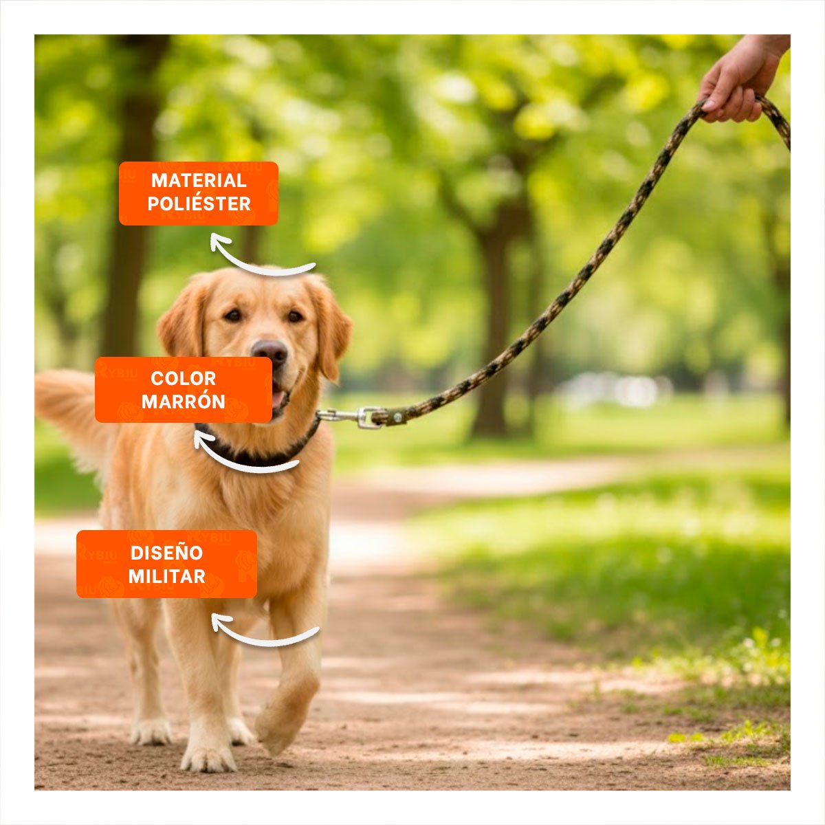 SOGA DE ENTRENAMIENTO PARA PASEOS Y JUEGOS 2,10M GROSOR 1,5CM MARRON MILITAR YPAPEL REGALO - 2
