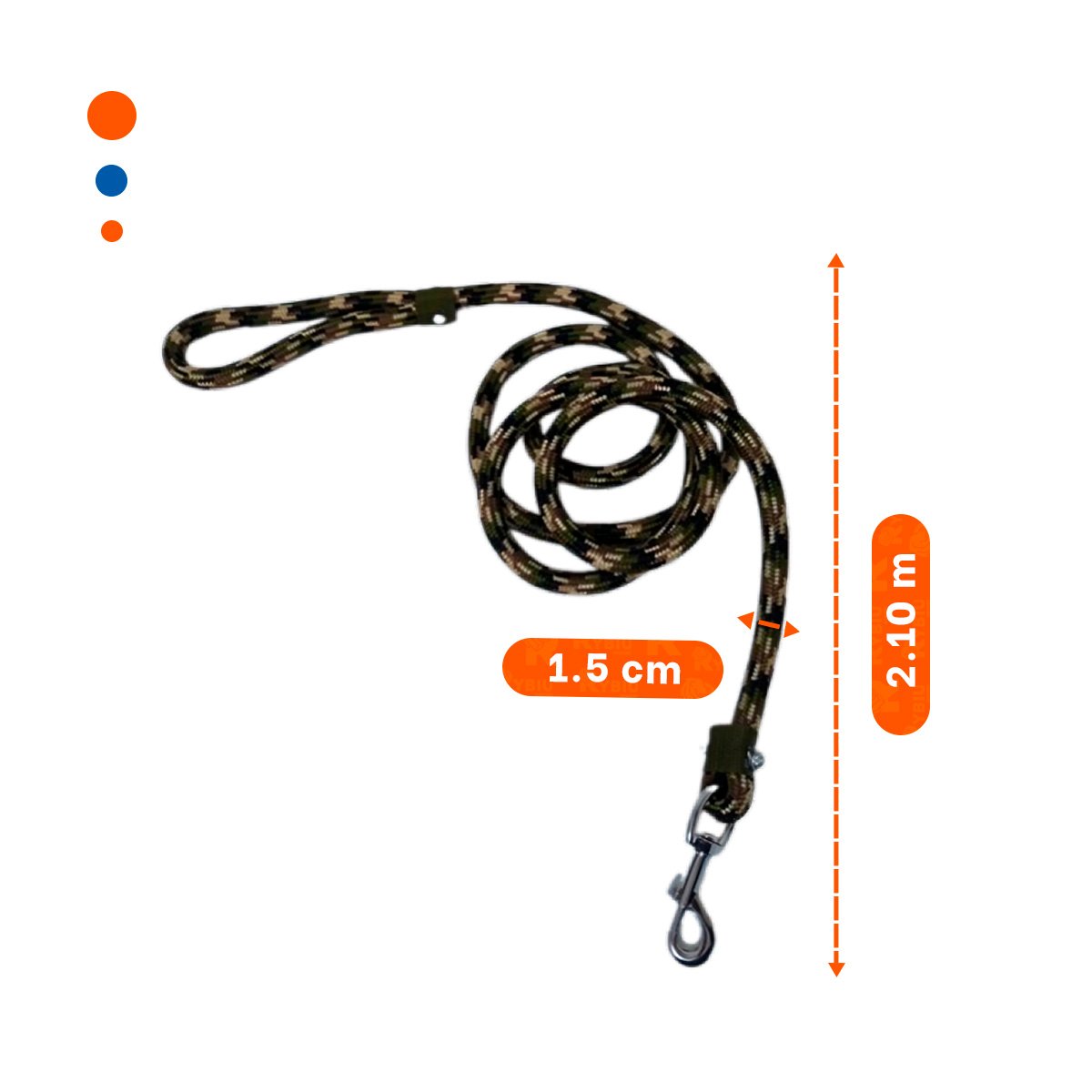 PACK4 CORDON PARA PASEOS Y ACTIVIDAD CANINA 2,10M GROSOR 1,5CM MARRON MILITAR YREGALO STICKER - 4