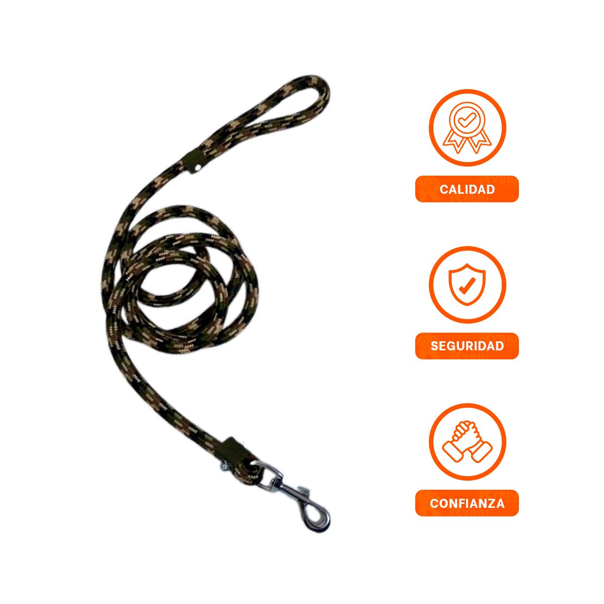 SOGA PARA PERRO QUE FACILITA PASEOS 2,10M GROSOR 1,5CM MARRON MILITAR YLIGAS REGALO - 5