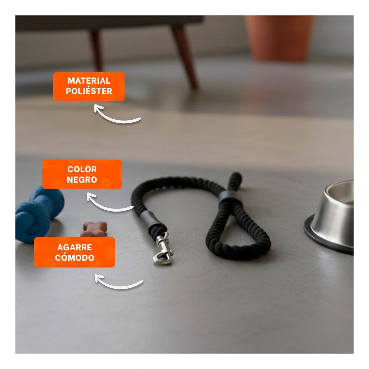 SOGA PARA PERRO QUE DIVIERTE DURANTE PASEOS 1,10M NEGRO - 3