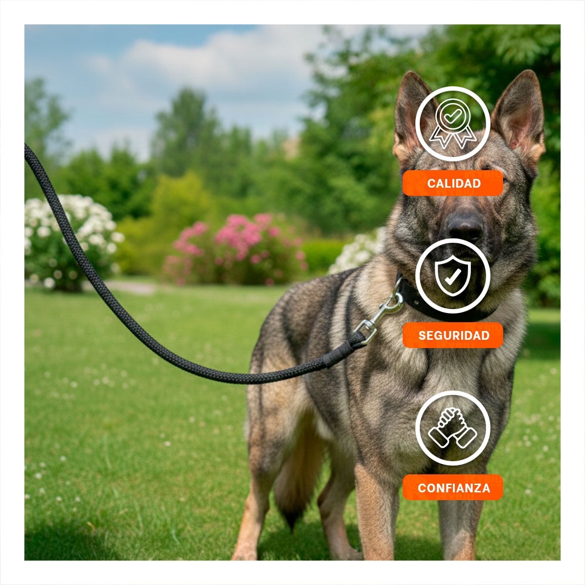 SOGA PARA ACTIVIDAD CANINA Y PASEOS SEGUROS 1,10M NEGRO YREGALO STICKER - 5