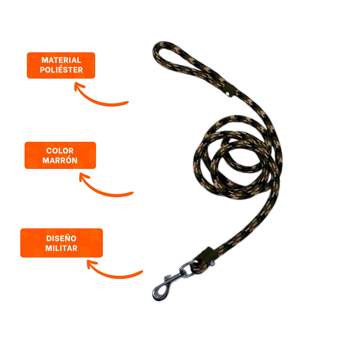 SOGA DURADERA PARA JUEGOS Y PASEOS AL AIRE LIBRE 2,10M GROSOR 1,5CM MARRON MILITAR YSTICKY - 5