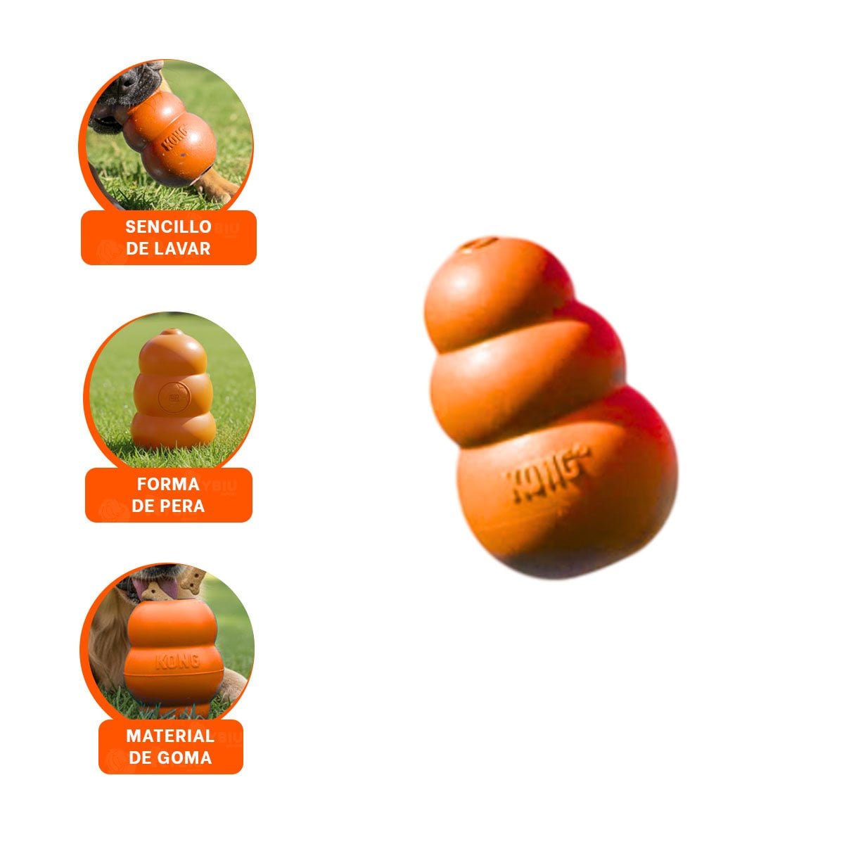 JUGUETE DE CAUCHO PARA REDUCIR EL ESTRES DE TU MASCOTA GRANDE 13CM NARANJA YPAPEL REGALO - 5