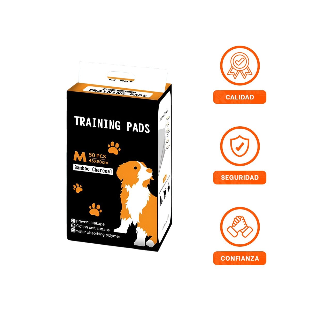TAPETE SANITARIO PARA CASA CON MASCOTAS 60X45 CM TALLA M 50 NEGRO YSTICKY - 5