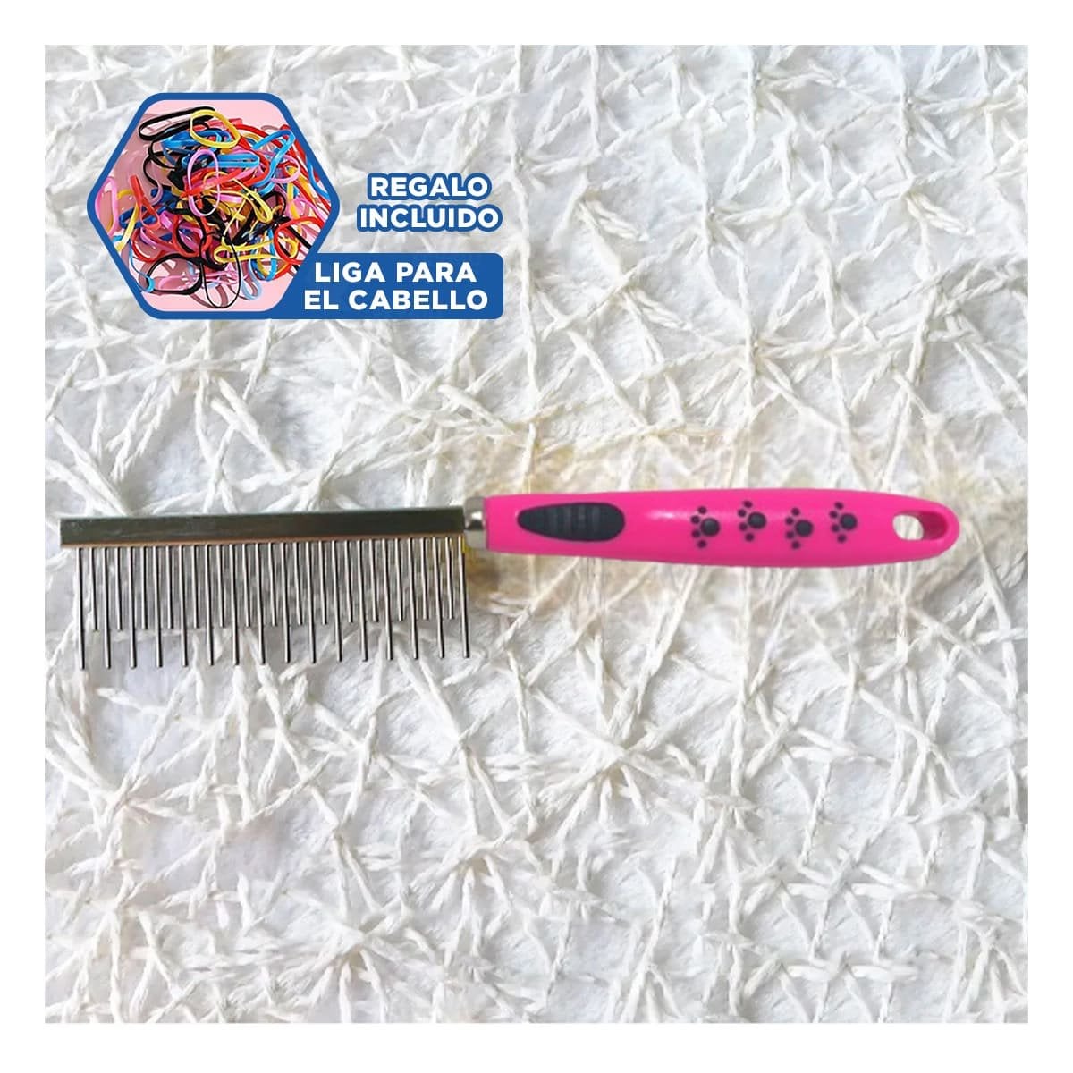 PEINE DE METAL DOBLE DIENTE COMODO Y RESISTENTE 37,7X50X21CM ROSADO YLIGAS REGALO - 2