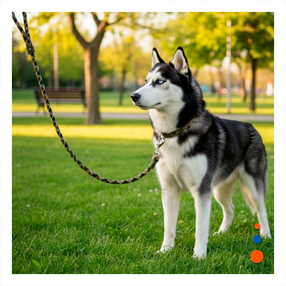 SOGA PARA ACTIVIDAD CANINA Y PASEOS SEGUROS 2,10M GROSOR 1,5CM MARRON MILITAR YREGALO STICKER - 3