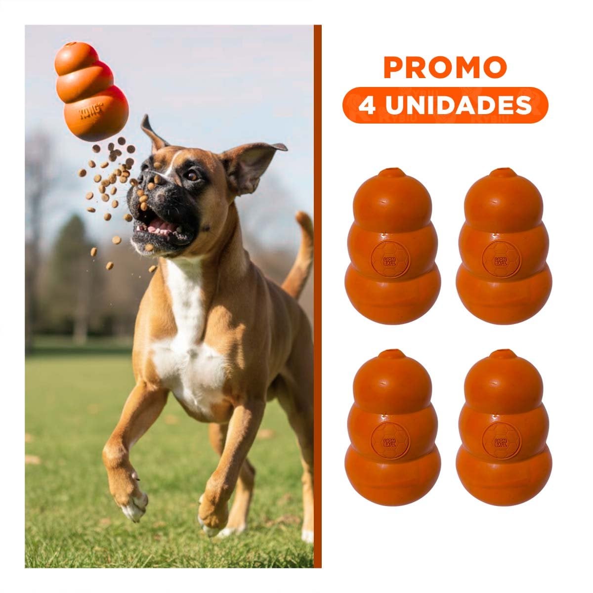 PACK4 PELOTA SENSORIAL PARA ESTIMULAR EL PERRO GRANDE 13CM NARANJA - 1