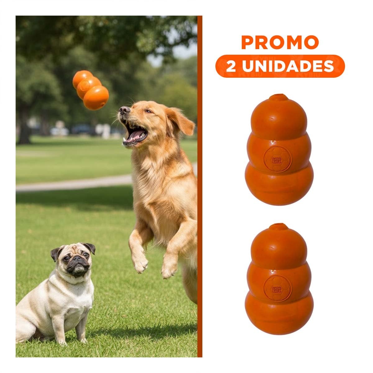 PACK2 PELOTA RESISTENTE PARA MORDER Y LANZAR GRANDE 13CM NARANJA YREGALO STICKER - 1