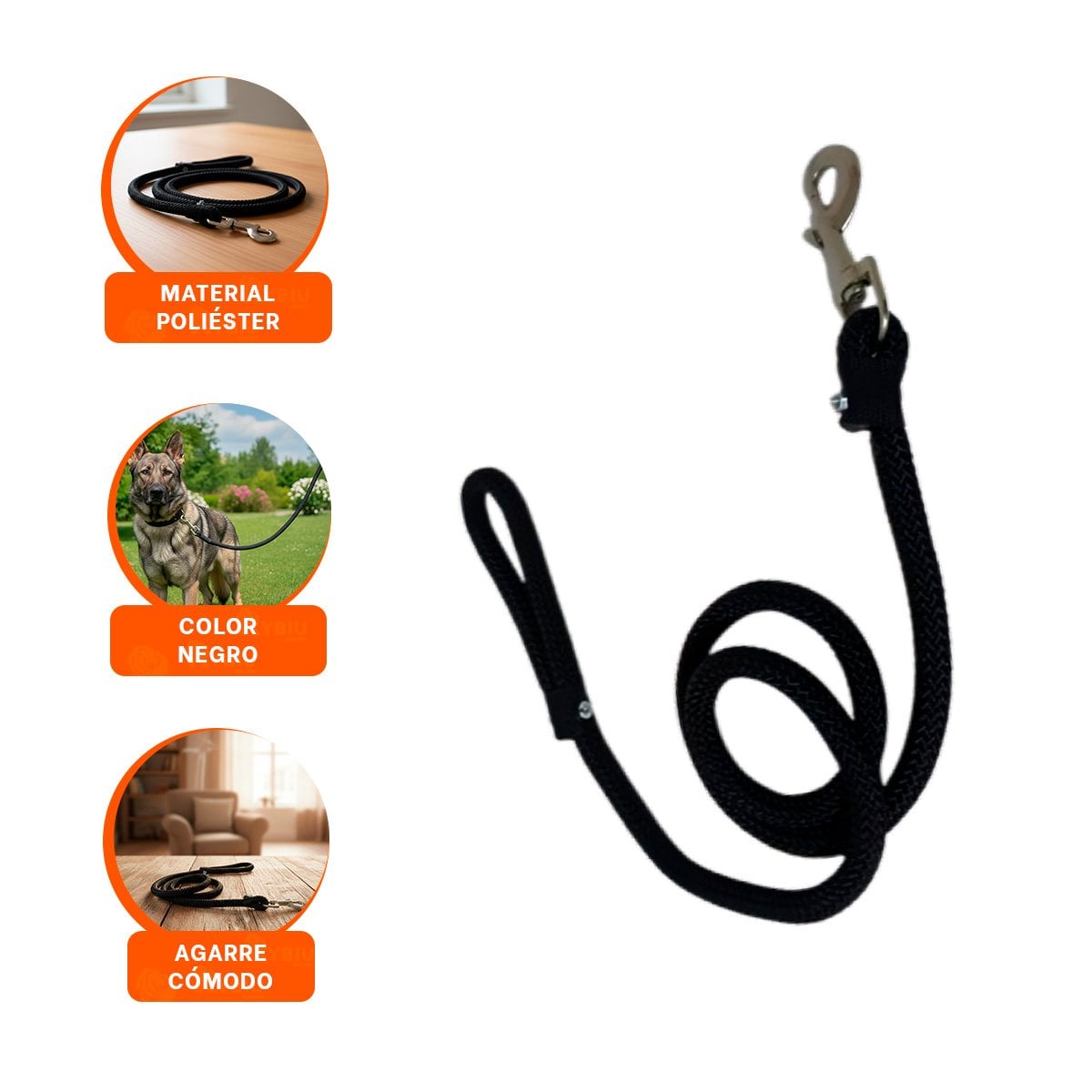 SOGA DE ENTRENAMIENTO PARA PASEOS Y JUEGOS 1,10M NEGRO YPAPEL REGALO - 5