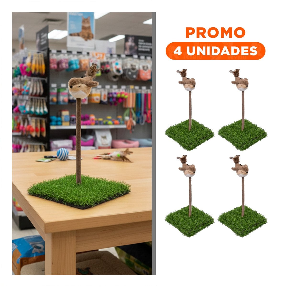 PACK4 ATRACCION DE DIVERSION PARA PAJAROS CON SONIDO Y MOVIMIENTO MARRON Y VERDE - 1
