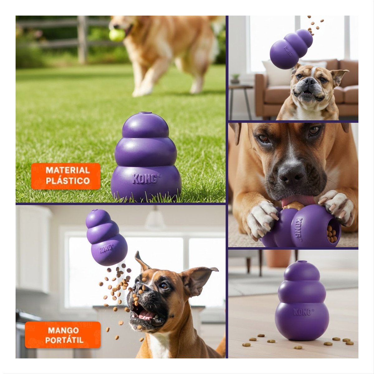 PELOTA DE CAUCHO QUE MANTIENE ACTIVO AL PERRO DURANTE JUEGOS 10,5CM MORADO - 2