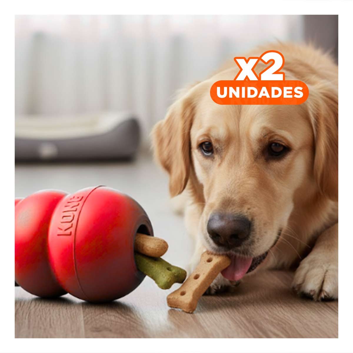 PACK2 COMPLEMENTO INTERACTIVO QUE REBOTA Y DIVIERTE AL PERRO 10.5CM NARANJA YPAPEL REGALO - 1