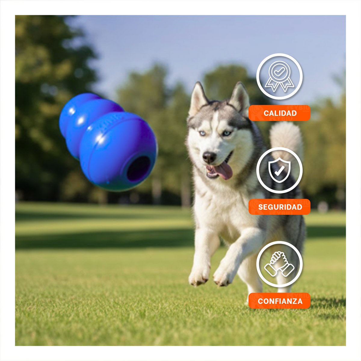 PACK4 ELEMENTO DE CAUCHO PARA JUEGOS Y PASEOS 13CM AZUL YREGALO STICKER - 3
