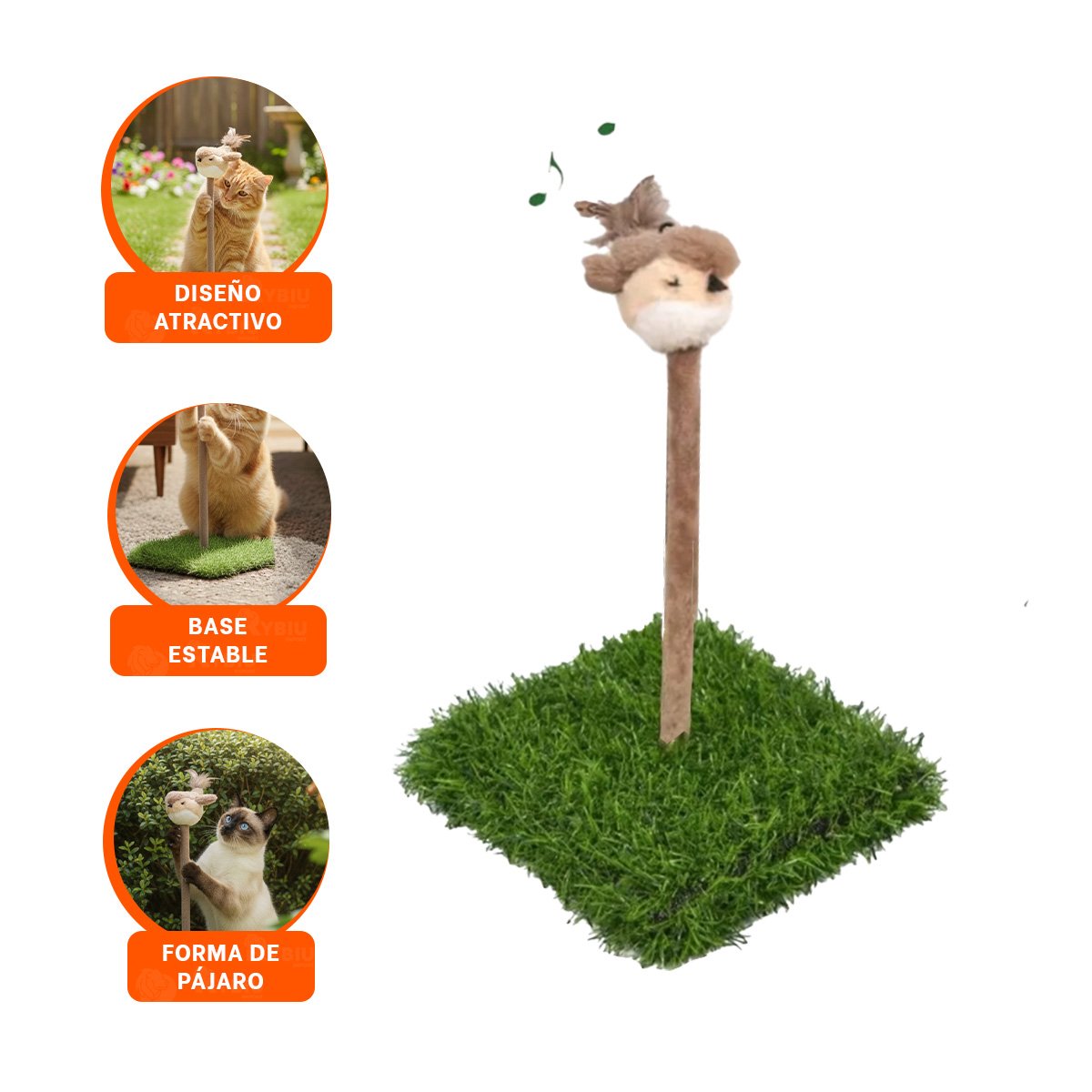 JUGUETE INTERACTIVO QUE DIVIERTE A PAJAROS CON SONIDOS MARRON Y VERDE YPAPEL REGALO - 5