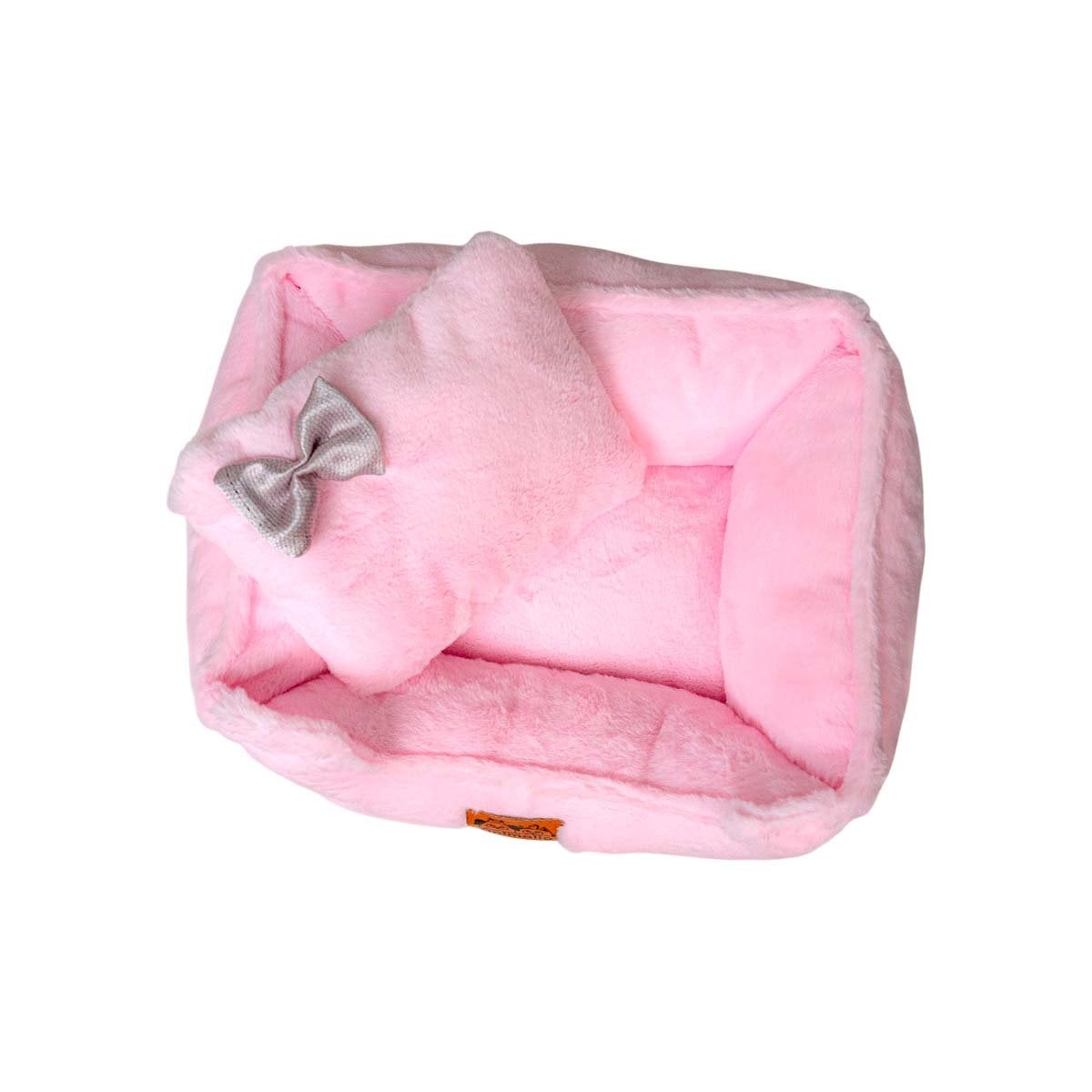 PACK2 SOFA CANINO ENVOLVENTE Y CENTRO CONFORT TALLA L ROSADO PELUCHE LAZO YREGALO STICKER - 2