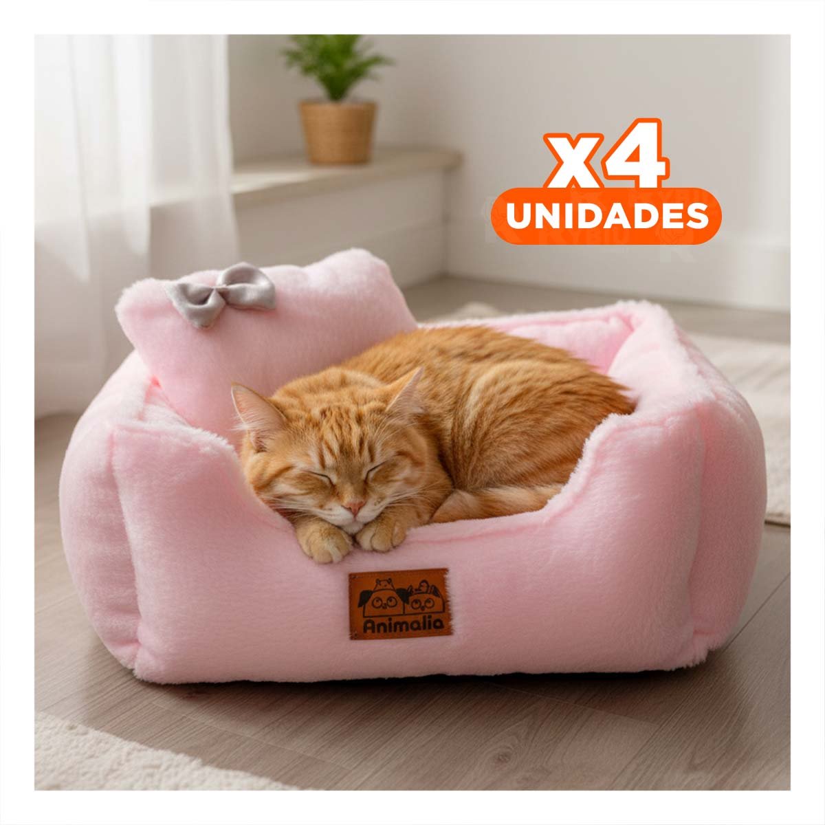 PACK4 AREA DE DESCANSO CON FORMA RECTANGULAR Y ALMOHADA CENTRAL TALLA M ROSADO YREGALO STICKER - 1