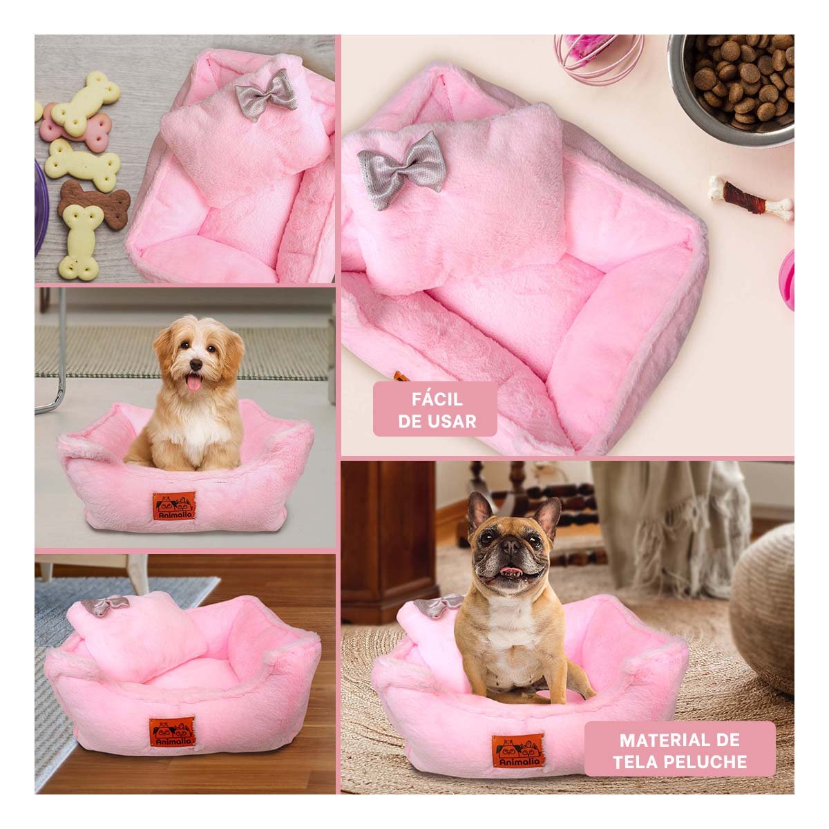 PACK4 AREA DE DESCANSO CON FORMA RECTANGULAR Y ALMOHADA CENTRAL TALLA M ROSADO YREGALO STICKER - 2