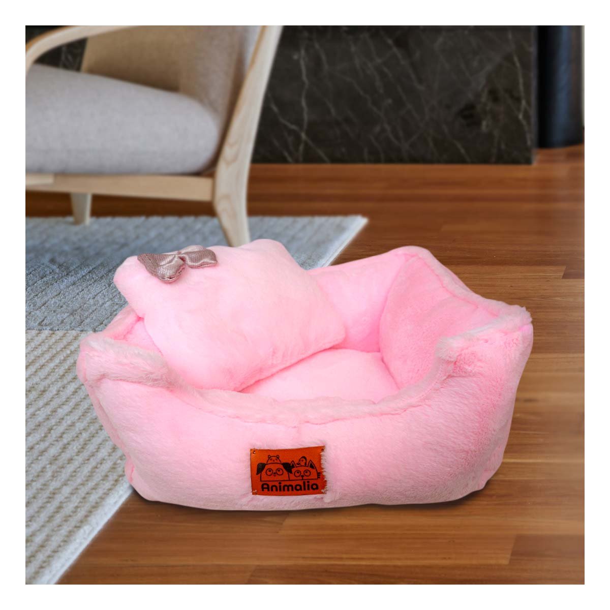 PACK4 AREA DE DESCANSO CON FORMA RECTANGULAR Y ALMOHADA CENTRAL TALLA M ROSADO YREGALO STICKER - 5