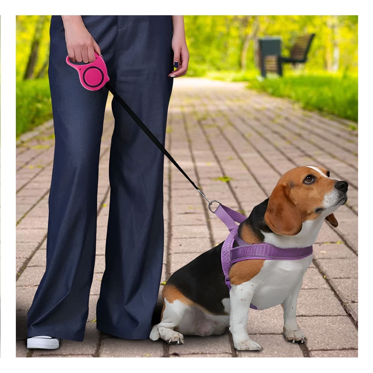 CABLE RETRACTIL DURADERO PARA MASCOTAS QUE FACILITA CAMINATAS COLOR FUCSIA YREGALO STICKER - 5