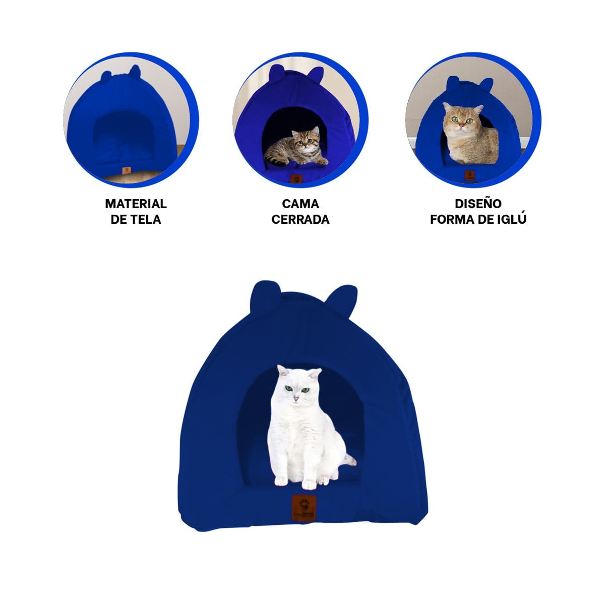 NIDO CERRADO PARA MASCOTA ESTILO GATITOS TALLA L CALIDO Y SUAVE AZUL ELECTRICO YSTICKY - 5