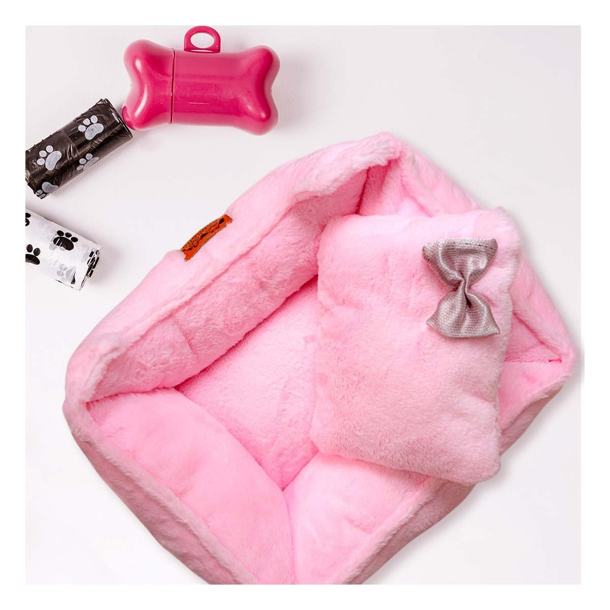 PACK4 SOFA SUAVE PARA INTERIOR CON DETALLE DECORATIVO TALLA L ROSADO PELUCHE LAZO - 3