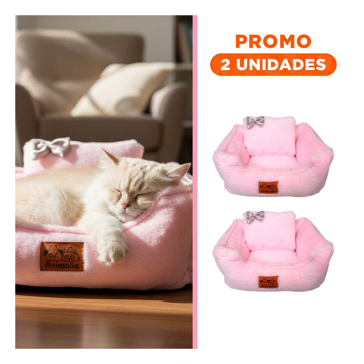 PACK2 LECHO RECTANGULAR CON SUPERFICIE AGRADABLE AL TACTO TALLA M ROSADO YREGALO STICKER - 1