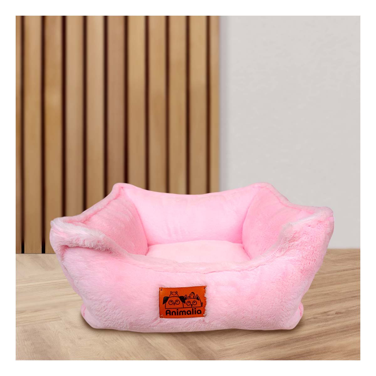 CAMA PARA PERRO PEQUENO CON ALMOHADA INTEGRADA TALLA S ROSADO PELUCHE YSTICKY - 3