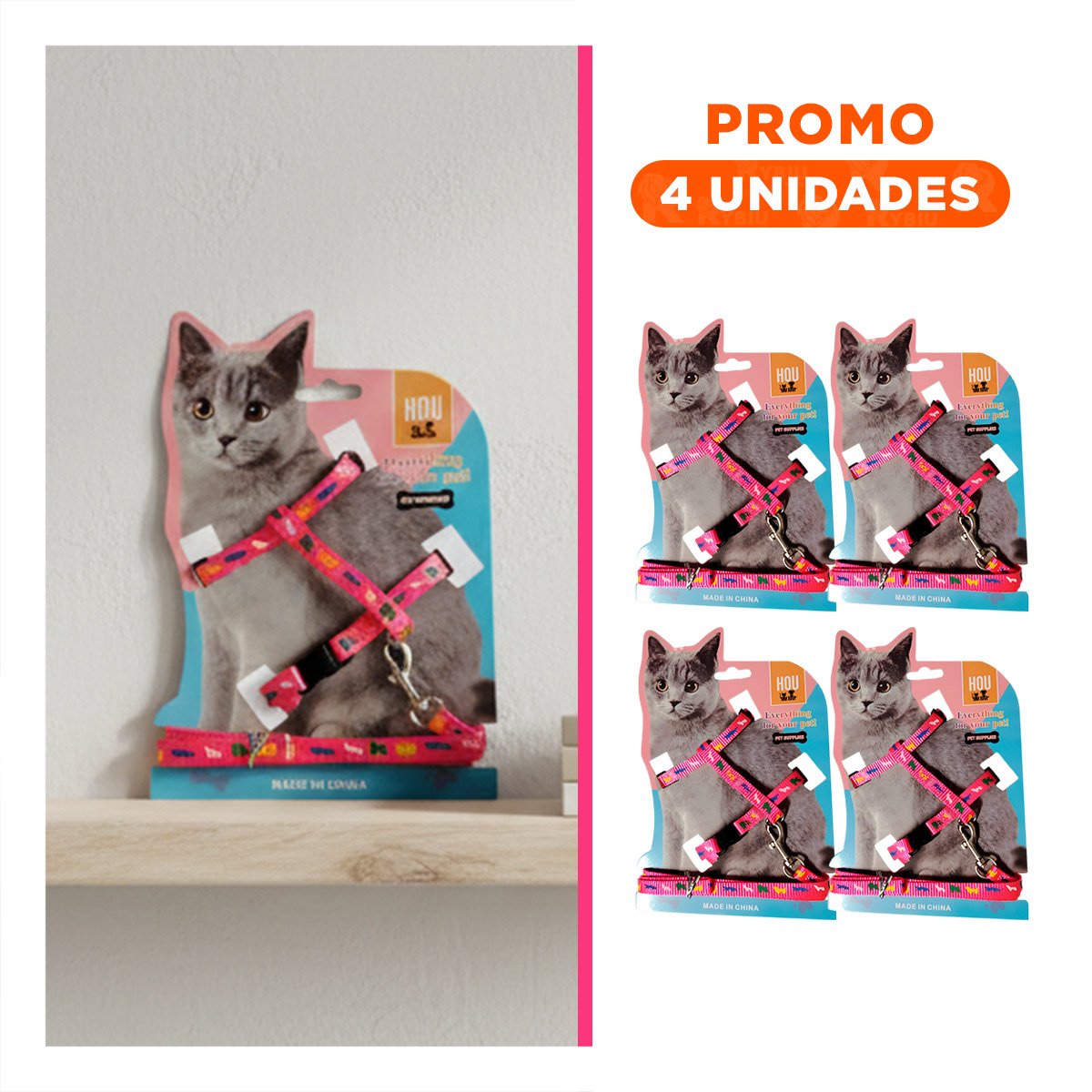 PACK4 PRENDA COMODA FUCSIA PARA CONEJO Y GATO DELGADO USO EXTERIOR - 1