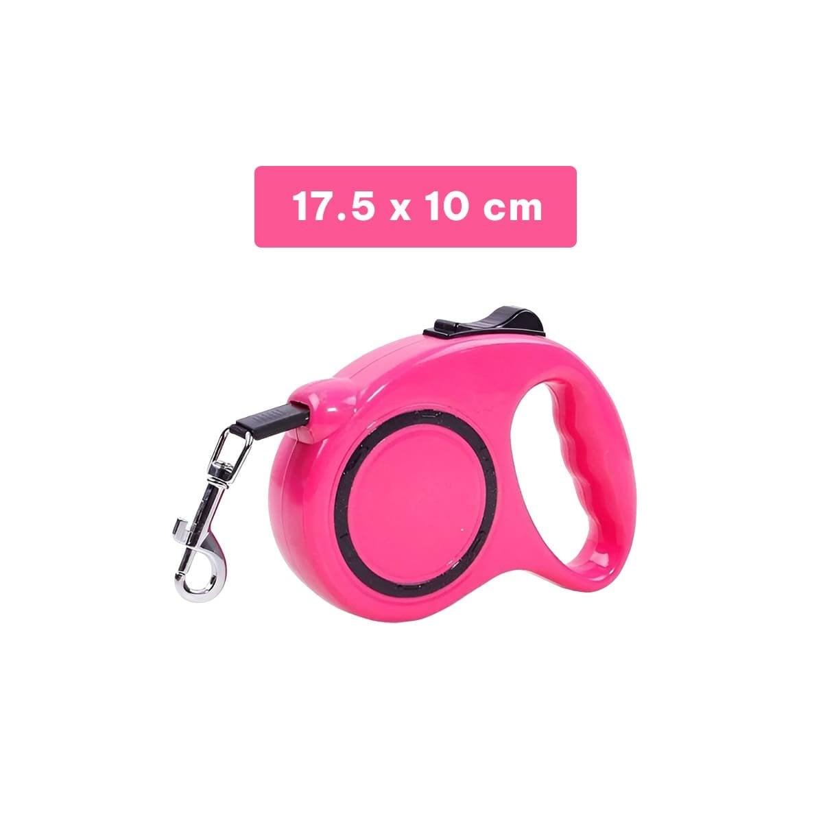 CUERDA RETRACTIL PARA MASCOTAS RESISTENTE Y SEGURA CON CIRCULO NEGRO FUCSIA - 4