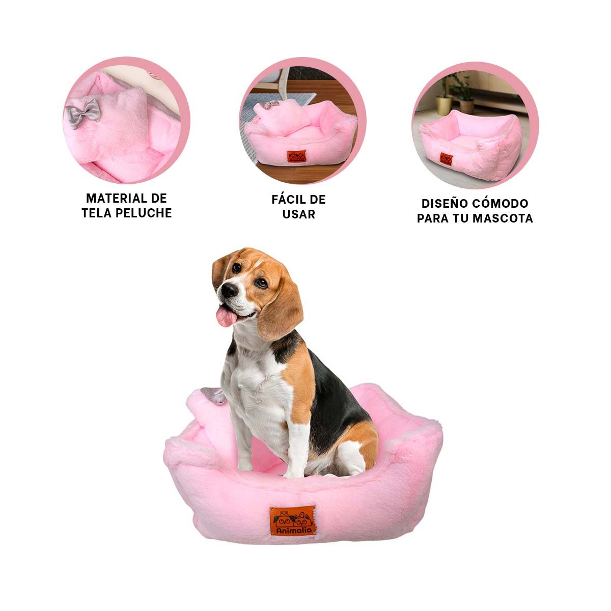 COLCHON SUAVE AL TACTO CON CONTORNO ELEVADO TALLA L ROSADO PELUCHE LAZO YSTICKY - 5