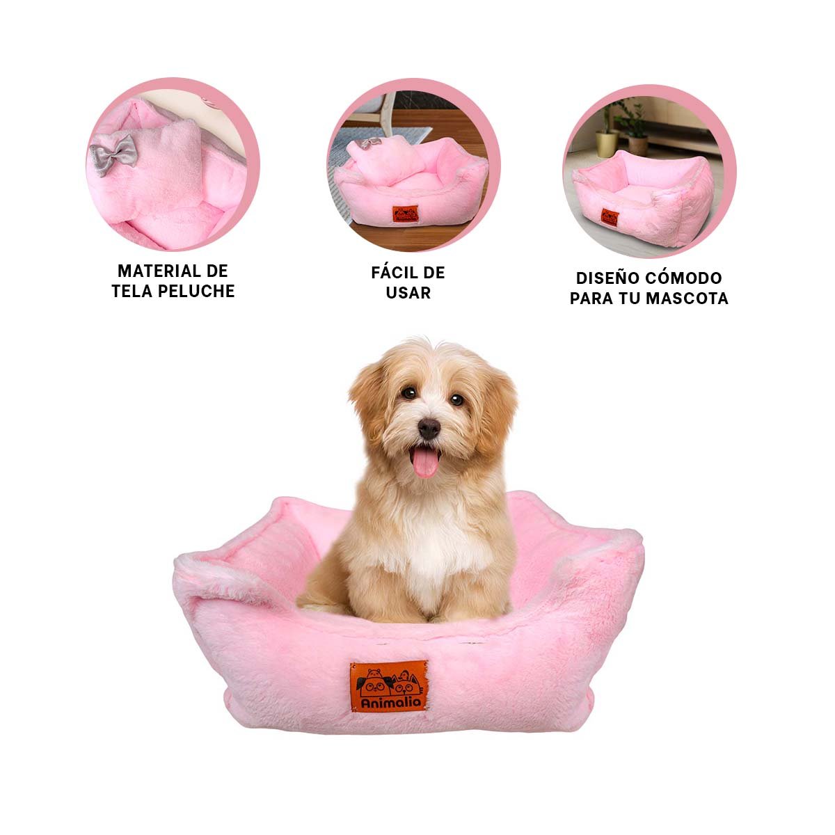 CAMA SUAVE CON BORDES PROTECTORES Y FORMA SOFA TALLA M ROSADO YSTICKY - 5