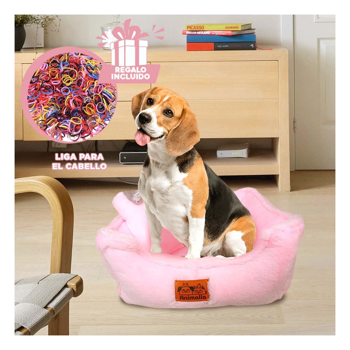COLCHON CONFORTABLE PARA INTERIOR CON DETALLE LAZO TALLA L ROSADO PELUCHE LAZO YLIGAS REGALO - 2