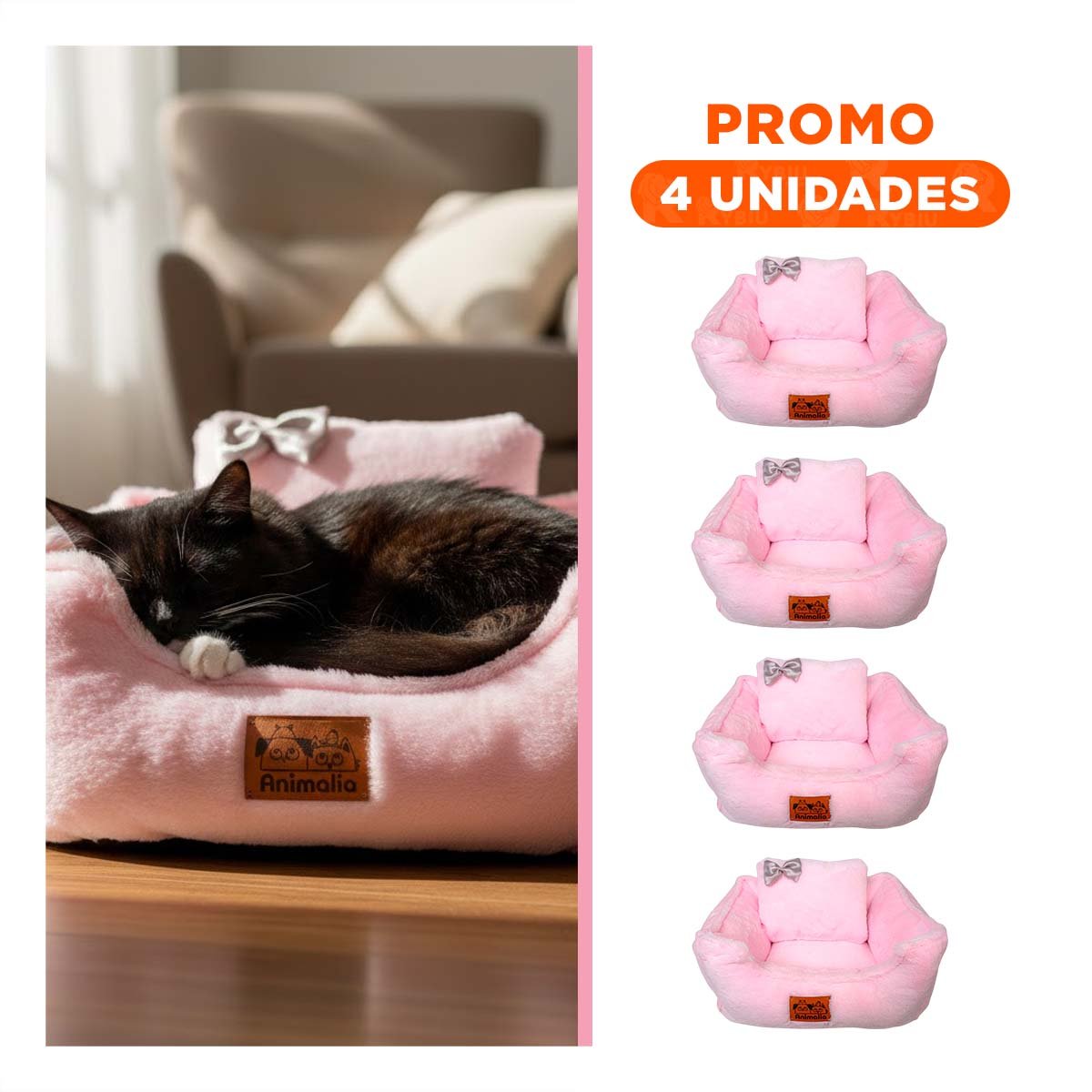 PACK4 LECHO DISENO ESTETICO CON REFUERZO LATERAL Y BASE CONFORTABLE TALLA M ROSADO - 1