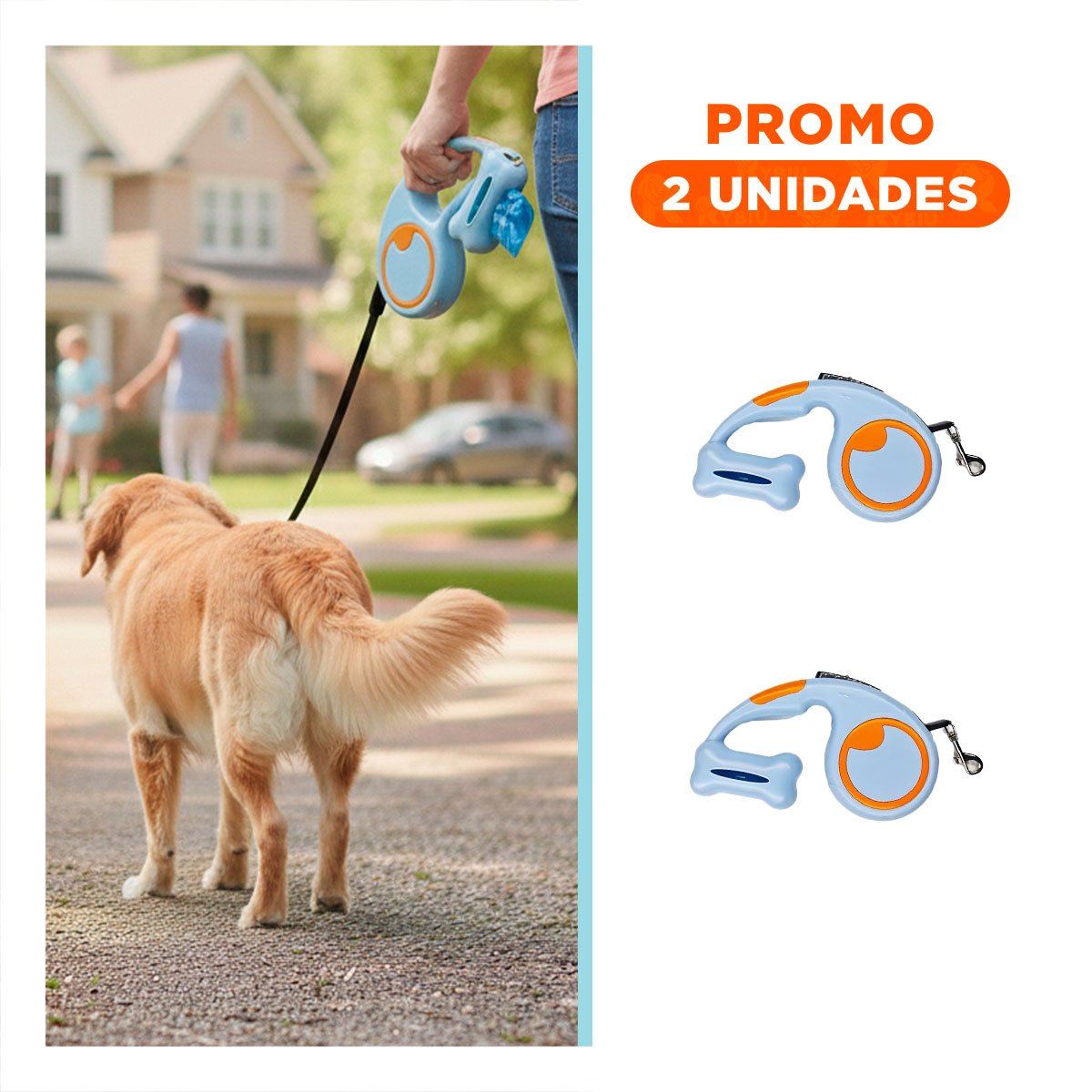 PACK2 PRODUCTO MODERNO CELESTE PARA MASCOTAS CON SISTEMA RETRACTIL YREGALO STICKER - 1