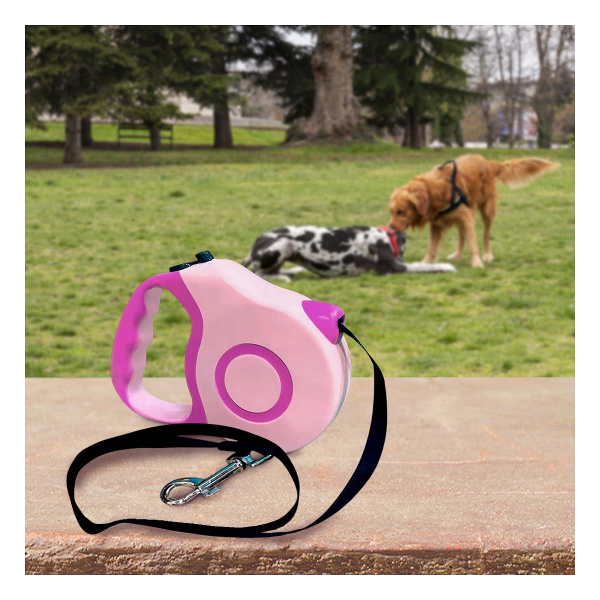 LAZO RETRACTIL PARA MASCOTA ROSADO DOBLE TONO SEGURO Y FUNCIONAL YLIGAS REGALO - 3
