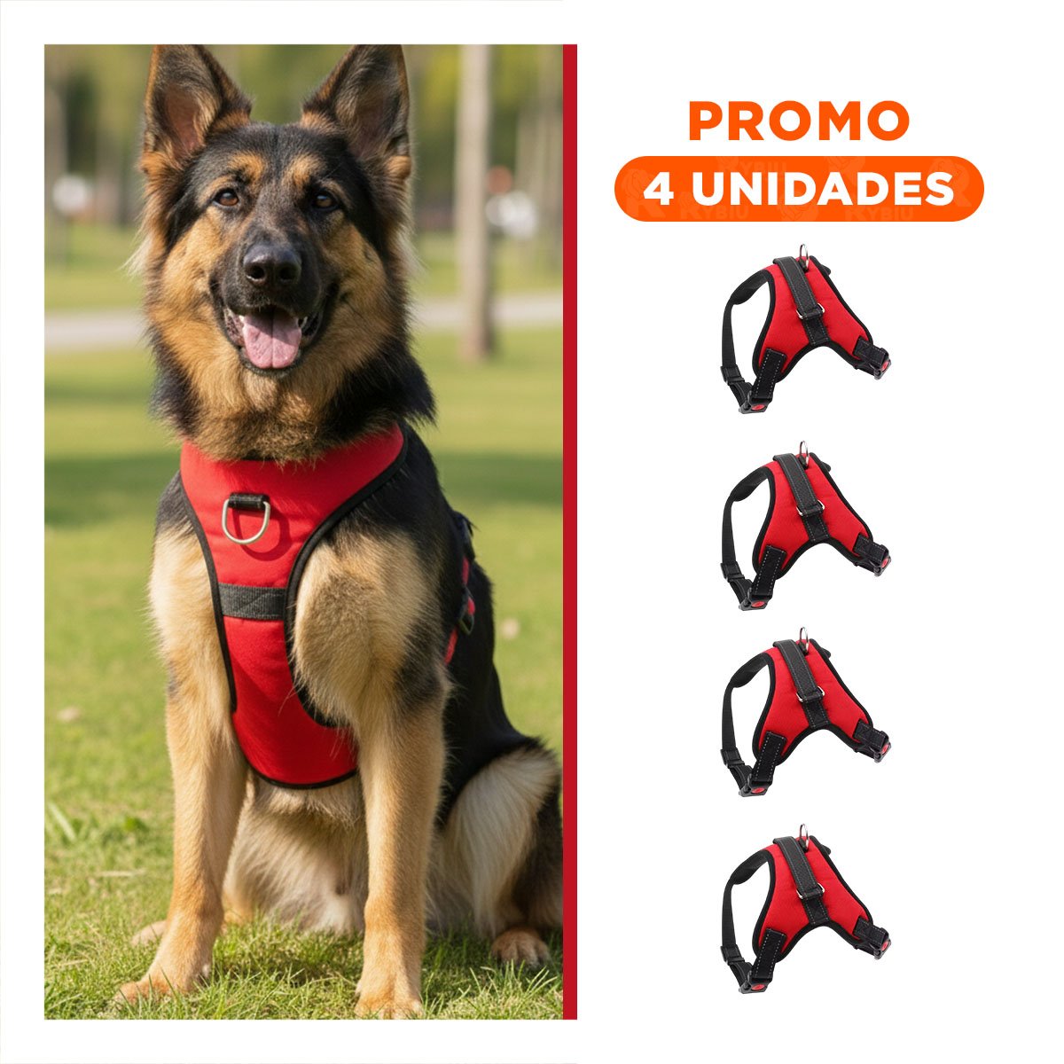 PACK4 ACCESORIO EN H AJUSTABLE PARA MASCOTA TALLA S CON CONTROL ROJO - 1