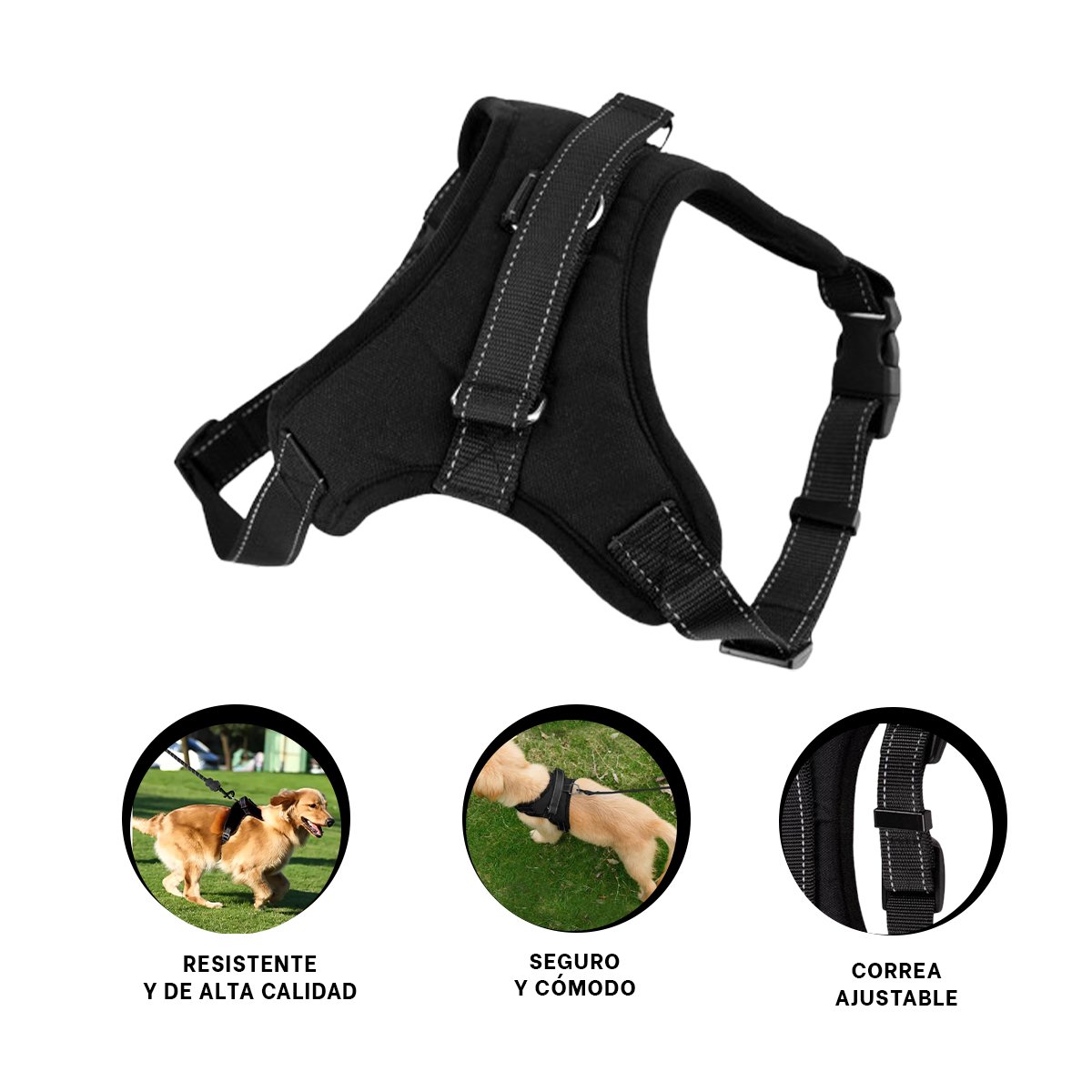 SUJETADOR EN H PARA MASCOTA TALLA S CON AJUSTE PRACTICO Y SEGURO NEGRO YLIGAS REGALO - 5
