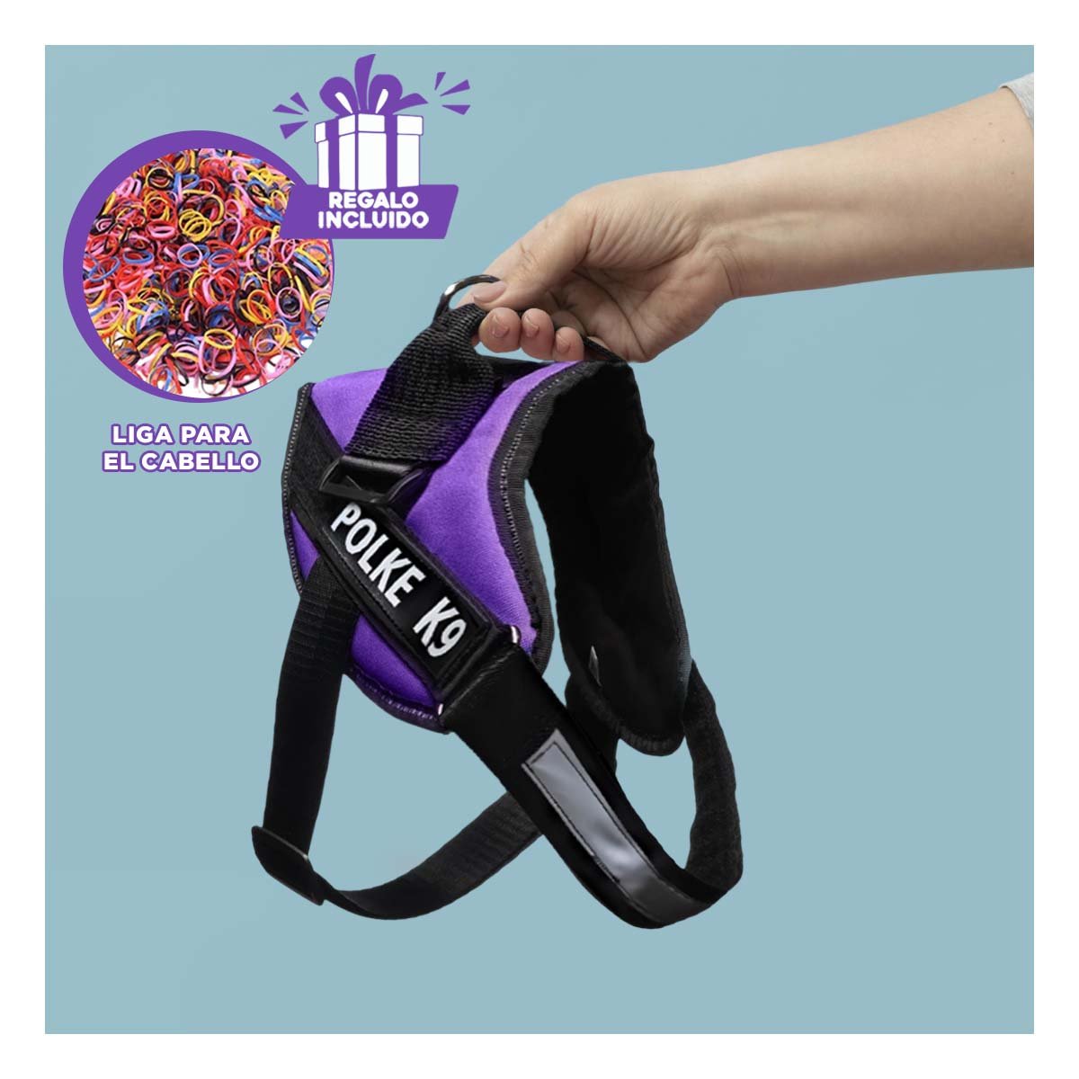 SUJETADOR CORPORAL PARA PERRO TALLA M CON AJUSTE PRACTICO Y SEGURO COLOR MORADO YLIGAS REGALO - 2