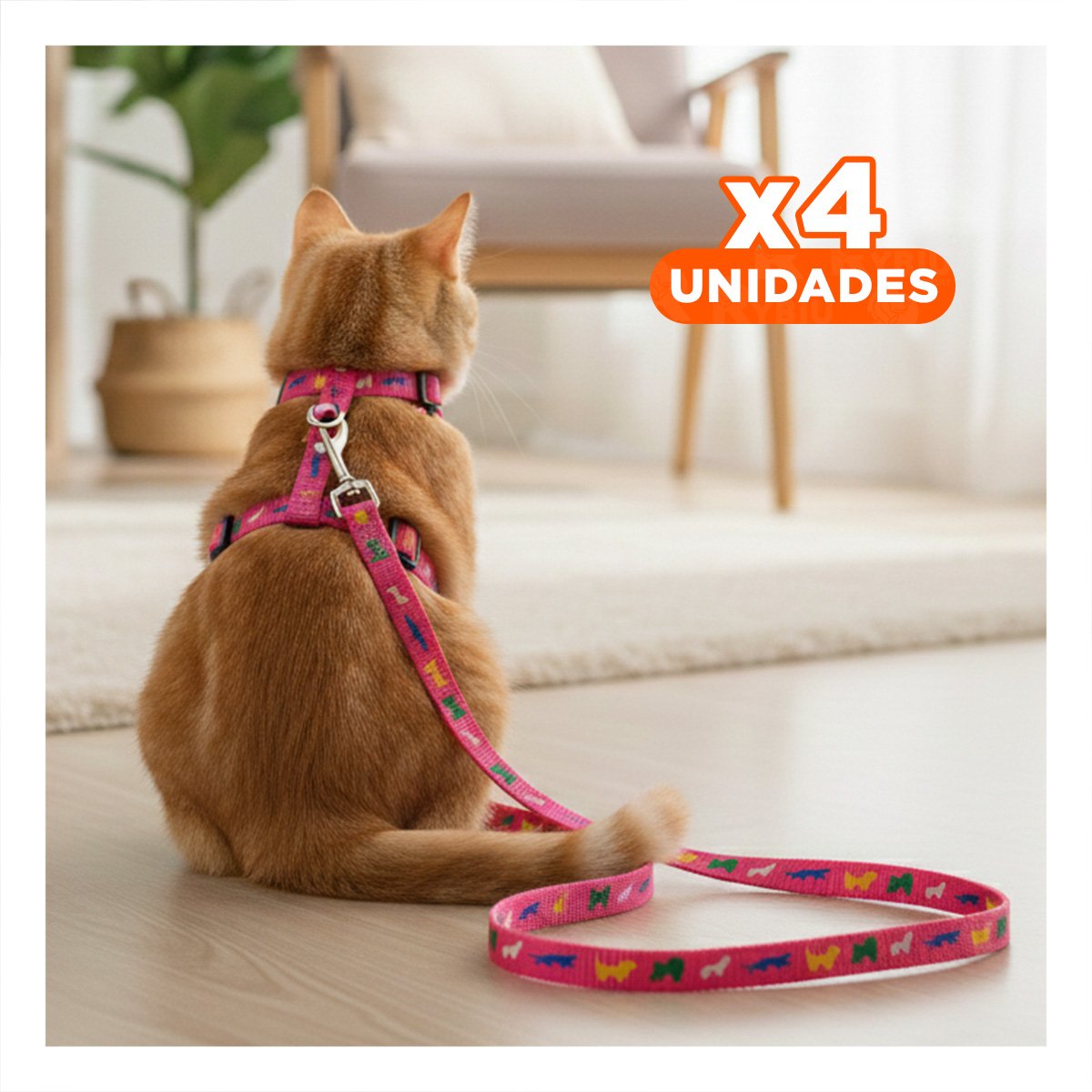 PACK4 ARTICULO SEGURO FUCSIA PARA CONEJO Y GATO DELGADO EN EXTERIOR YREGALO STICKER - 1