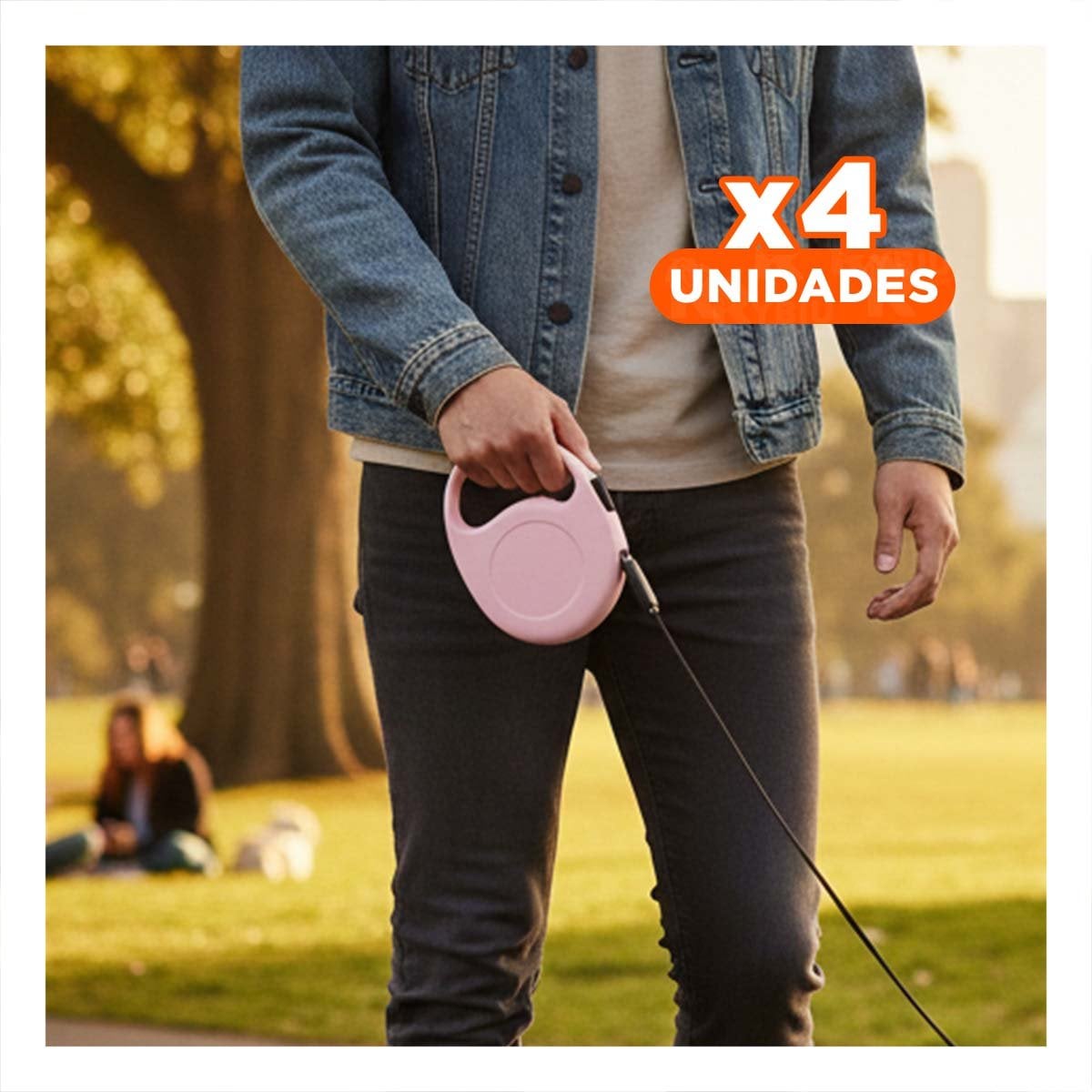 PACK4 SUJETADOR EXTENSIBLE 3M PARA PERRO CON DISENO HUELLITA ROSADO YPAPEL REGALO - 1