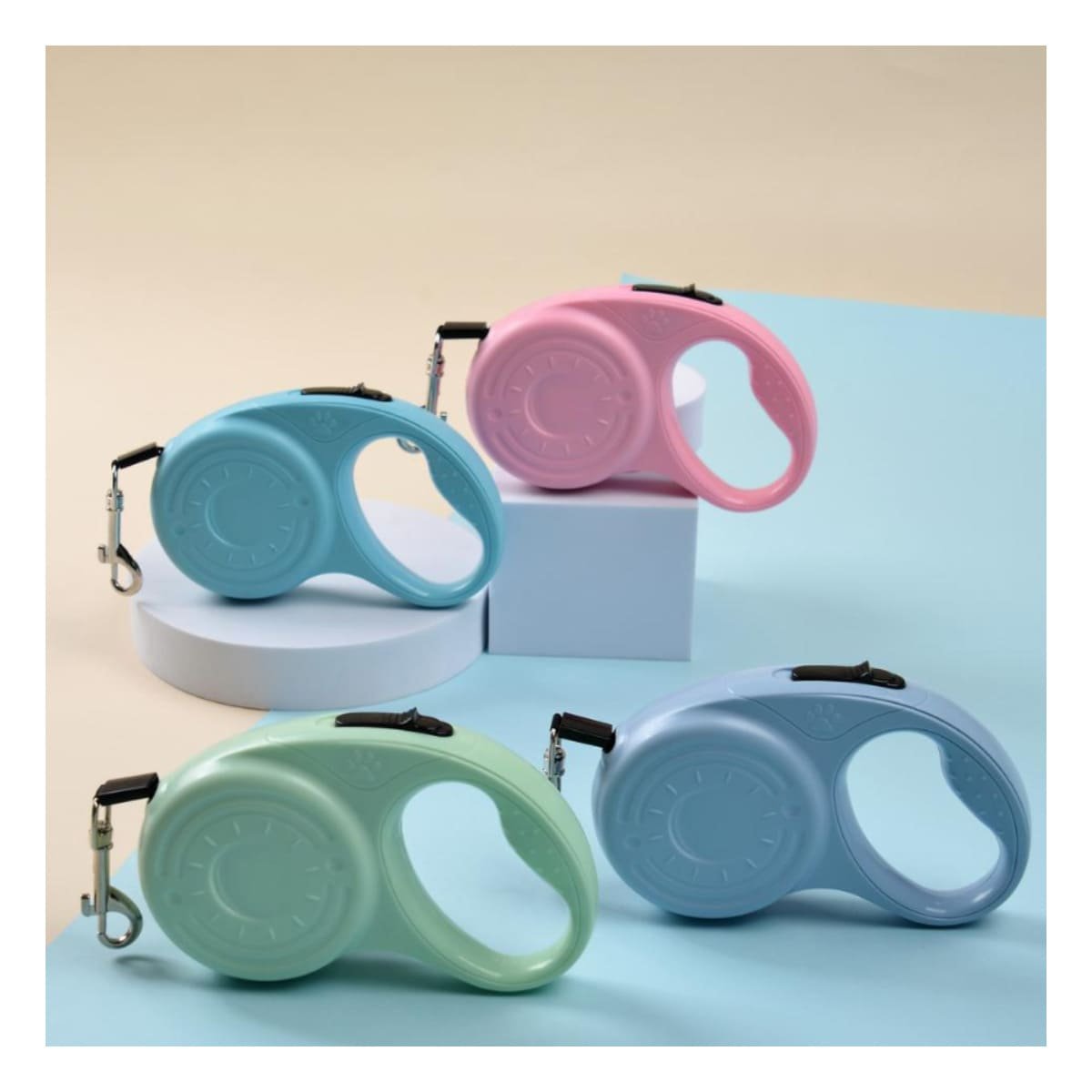 PACK2 SOGA RETRACTIL 3M PARA PERRO CON DISENO HUELLITA ROSADO - 2