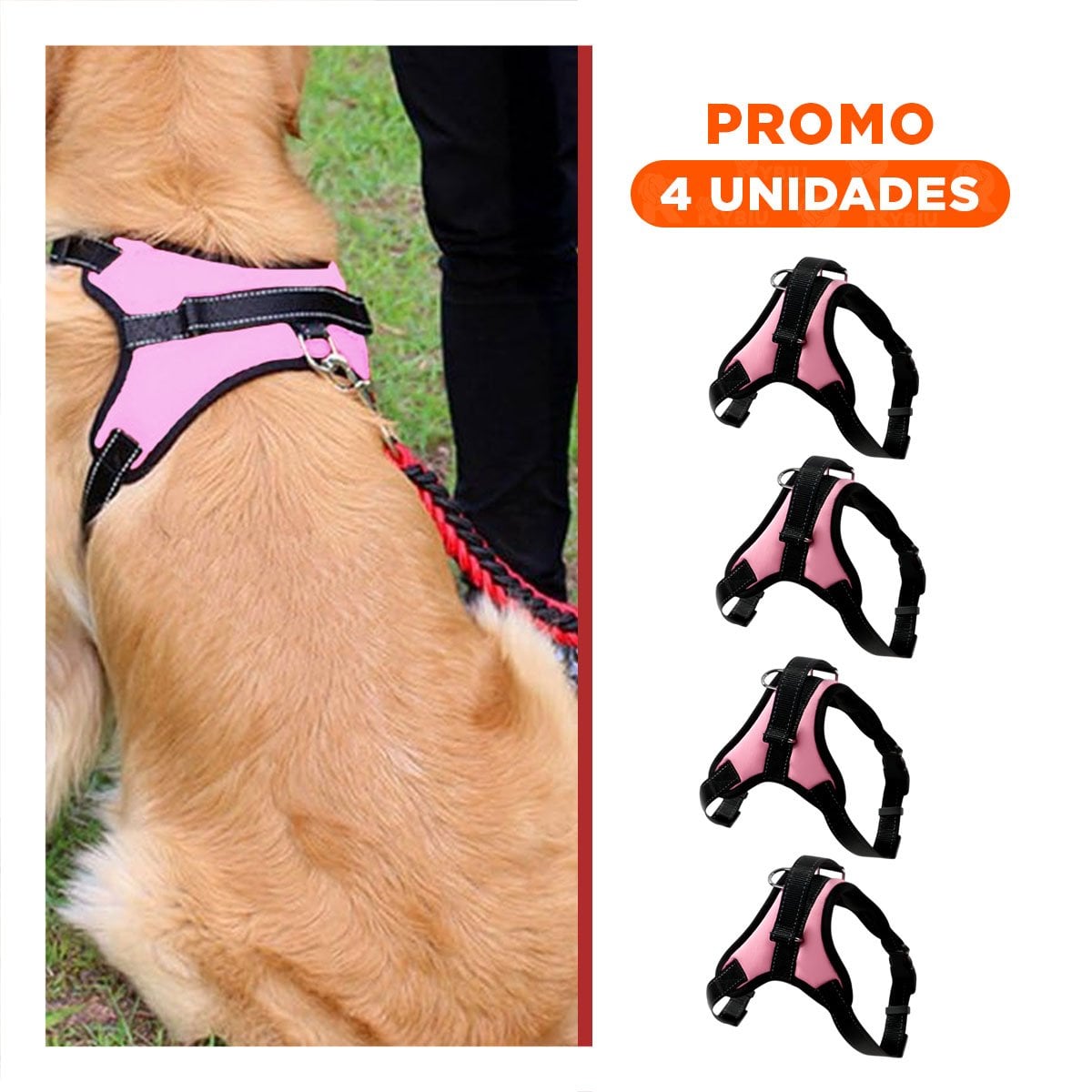 PACK4 ACCESORIO EN H AJUSTABLE PARA MASCOTA TALLA S SEGURO ROSADO - 1