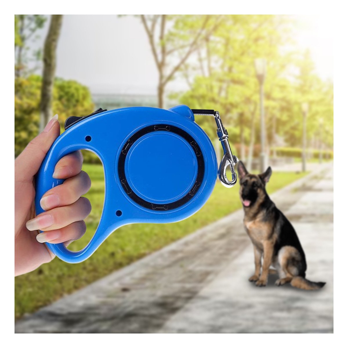 PACK4 SOGA ESTABLE RETRACTIL AZUL CON CIRCULO NEGRO PARA MASCOTAS EN CASA - 5