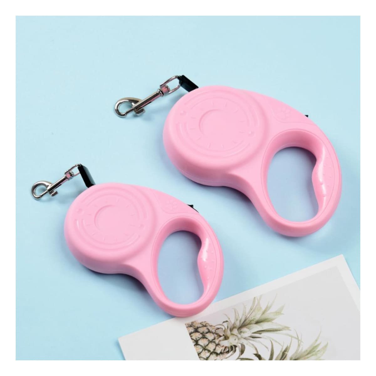 PACK2 CORREA EXTENSIBLE 3M PARA MASCOTA CON HUELLITA ROSADO YPAPEL REGALO - 5