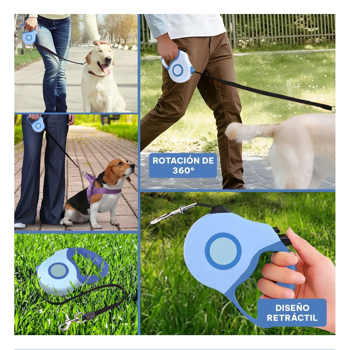CINTA RETRACTIL 3M PARA MASCOTA CON ESTILO DOBLE TONO AZUL YPAPEL REGALO - 3