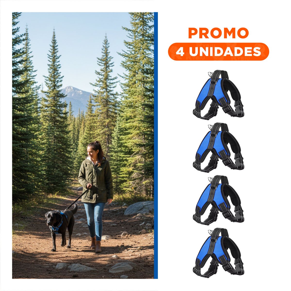 PACK4 ACCESORIO EN H AJUSTABLE PARA MASCOTA TALLA S CON CONTROL AZUL - 1