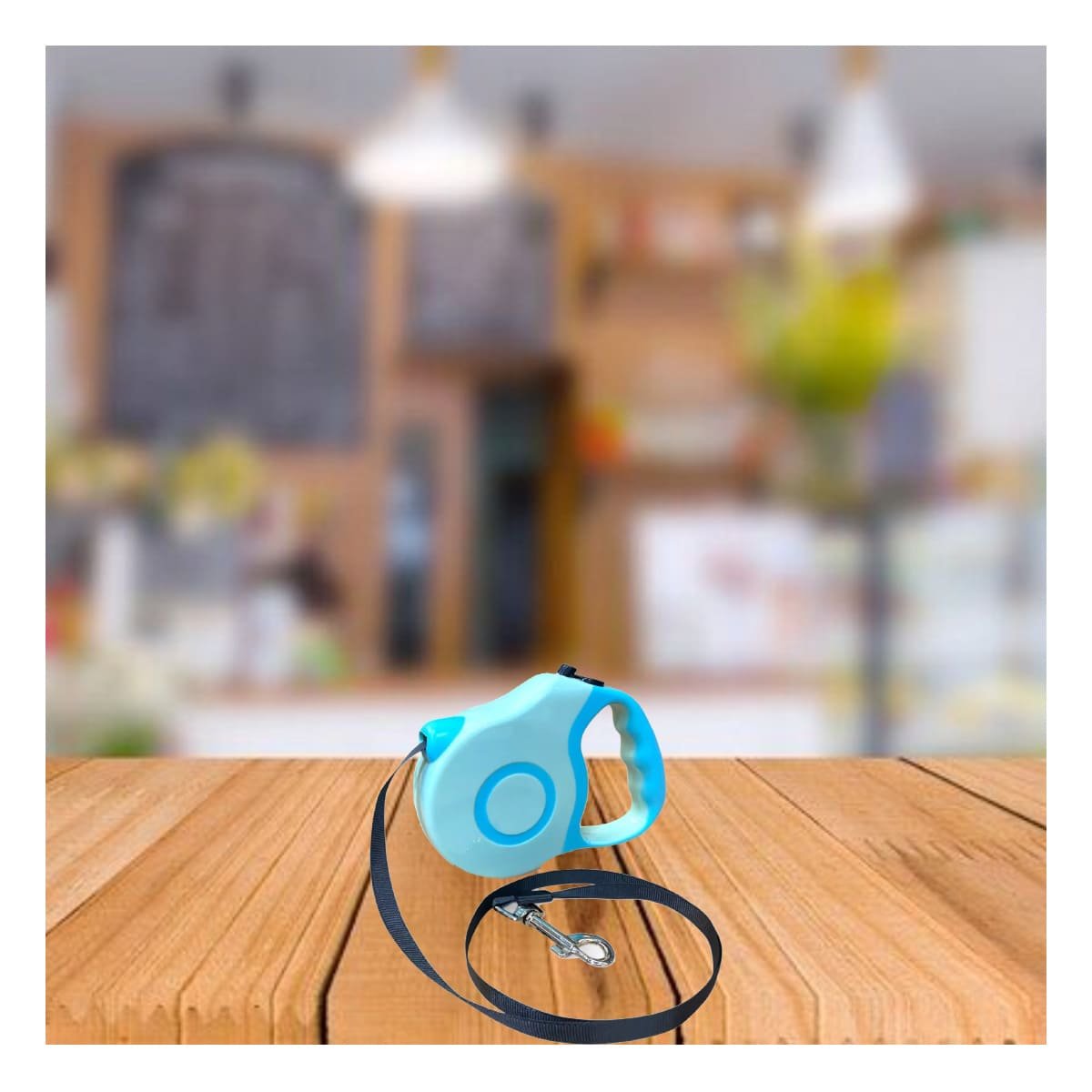 CINTA RETRACTIL 3M PARA MASCOTA CON ESTILO DOBLE TONO CELESTE YPAPEL REGALO - 2